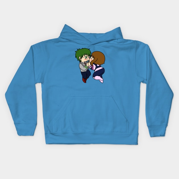 boku no hero deku and uraraka Kids Hoodie by LillyTheChibi